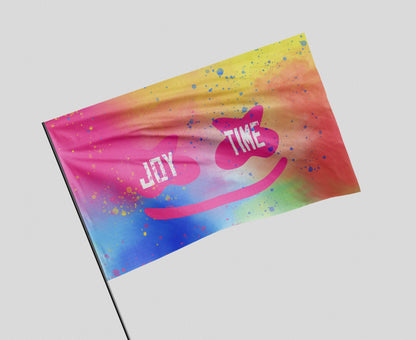 Marshmello Rainbow Tie Marshmallow Head Rave Flag