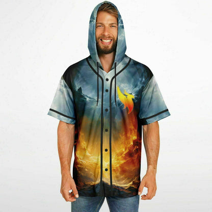 Illenium Orange Fiery Flaming Phoenix Rave Hooded Baseball Jersey