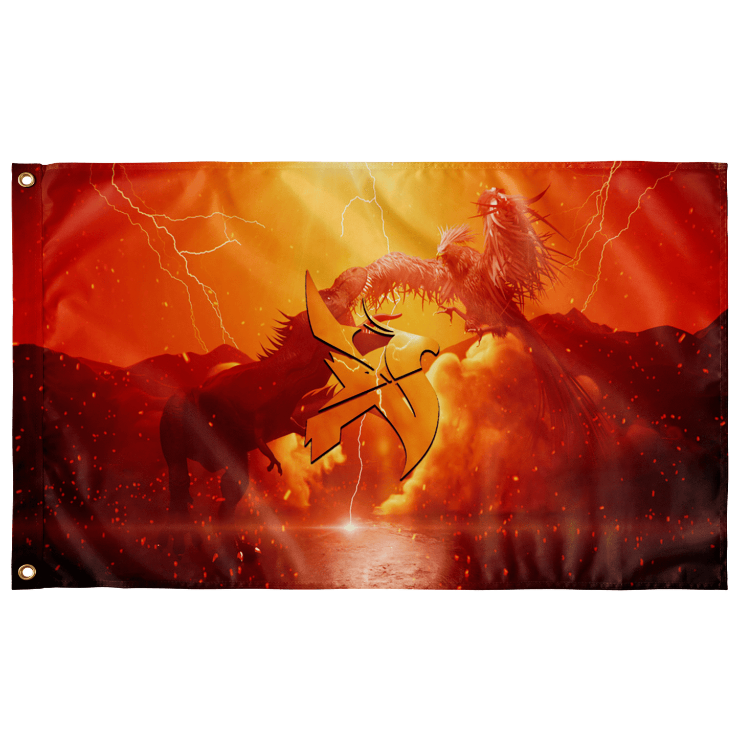 Fiery Orange Epic Fantasy Rave Flag