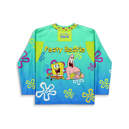 Aqua Blue Spongebob Patrick Rave Hockey Jersey