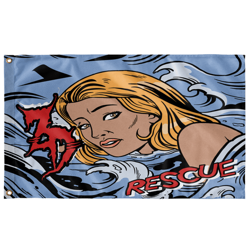 Light Blue Comic Pop Rave Flag